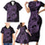 Purple Couple Dolphins Maori Polynesian Style Family Matching Short Sleeve Bodycon Dress and Hawaiian Shirt