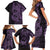 Purple Couple Dolphins Maori Polynesian Style Family Matching Short Sleeve Bodycon Dress and Hawaiian Shirt