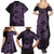 Purple Couple Dolphins Maori Polynesian Style Family Matching Summer Maxi Dress and Hawaiian Shirt