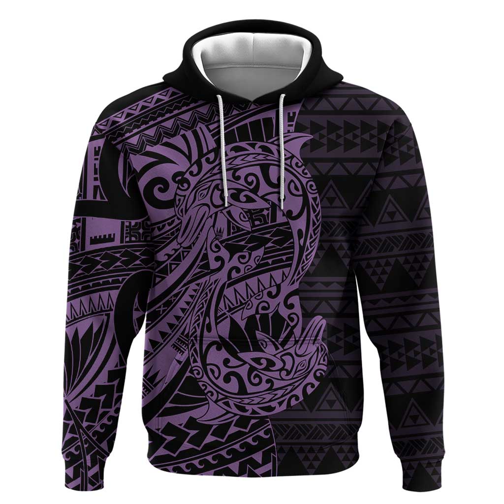 Purple Couple Dolphins Maori Polynesian Style Hoodie