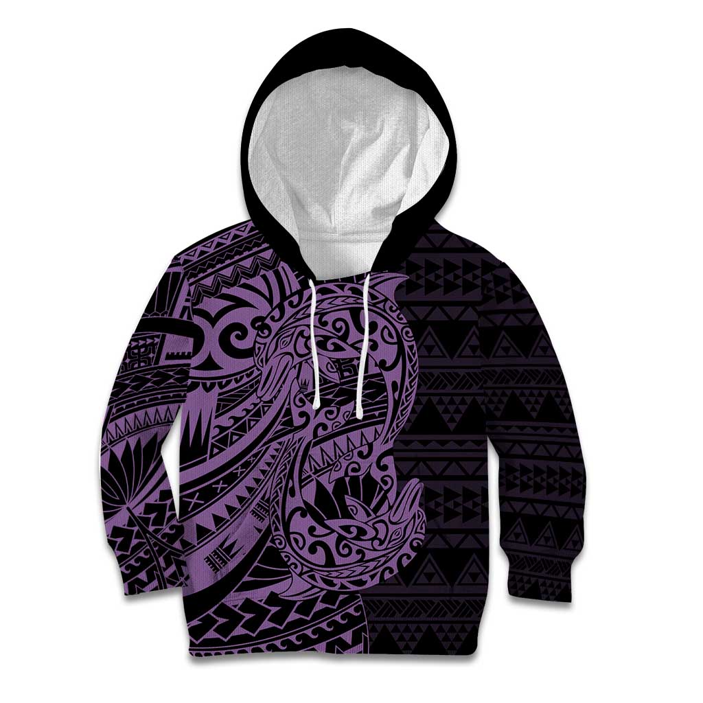 Purple Couple Dolphins Maori Polynesian Style Kid Hoodie