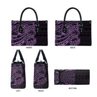 Purple Couple Dolphins Maori Polynesian Style Leather Bag - Polynesian Pride