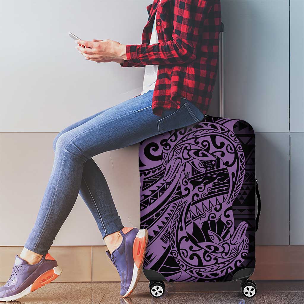 Purple Couple Dolphins Maori Polynesian Style Luggage Cover