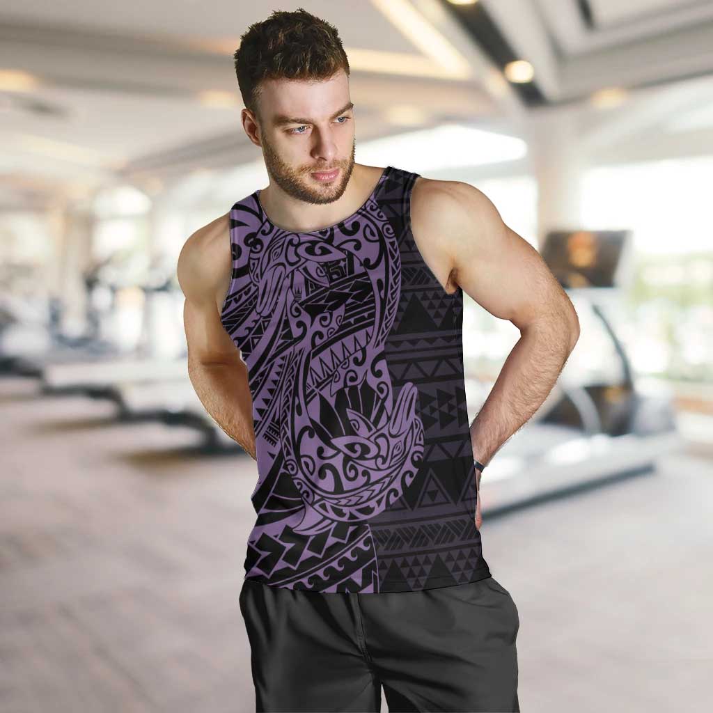 Purple Couple Dolphins Maori Polynesian Style Men Tank Top