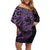 Purple Couple Dolphins Maori Polynesian Style Off Shoulder Short Dress