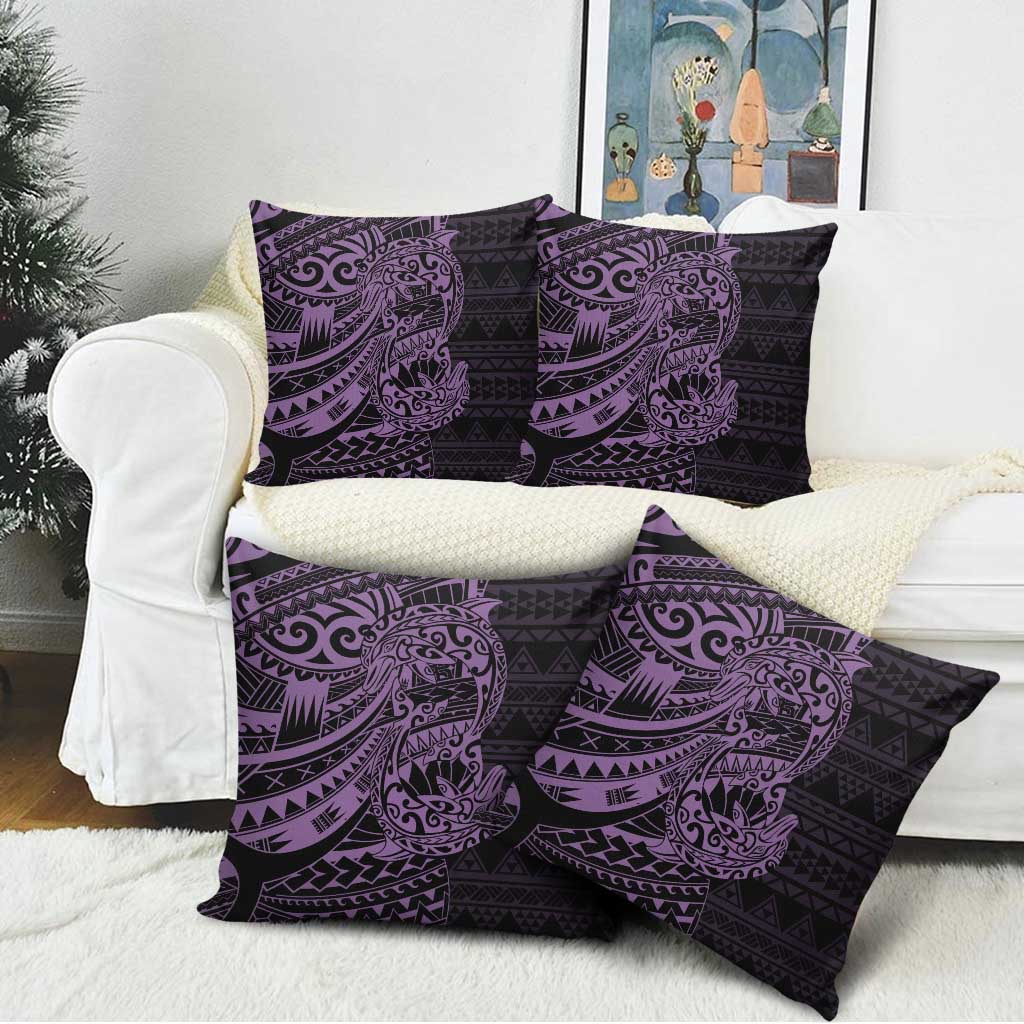 Purple Couple Dolphins Maori Polynesian Style Pillow Cover - Polynesian Pride