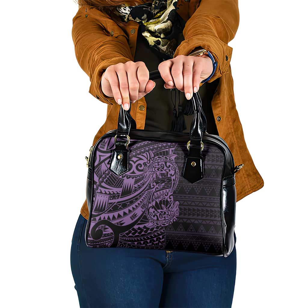 Purple Couple Dolphins Maori Polynesian Style Shoulder Handbag