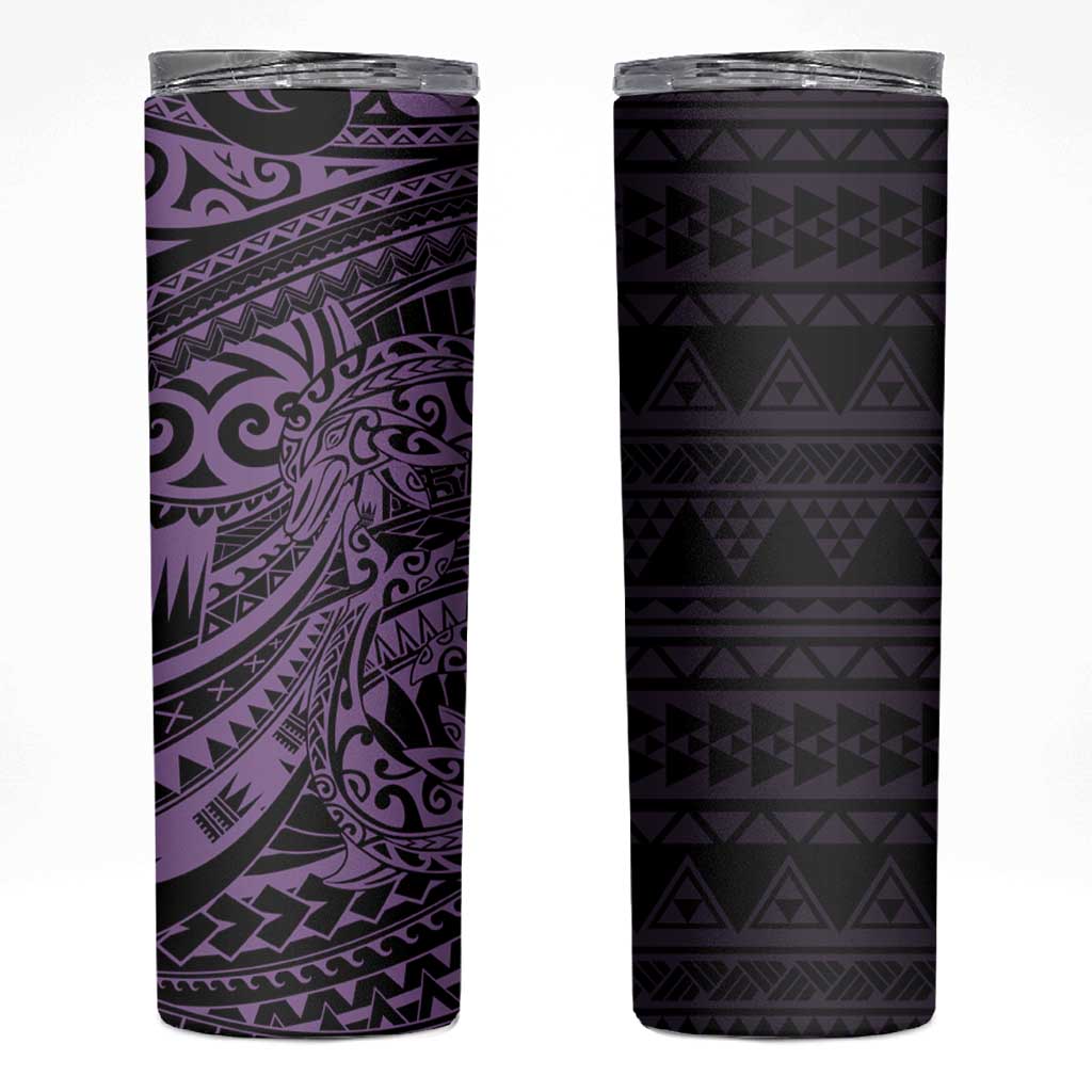 Purple Couple Dolphins Maori Polynesian Style Skinny Tumbler