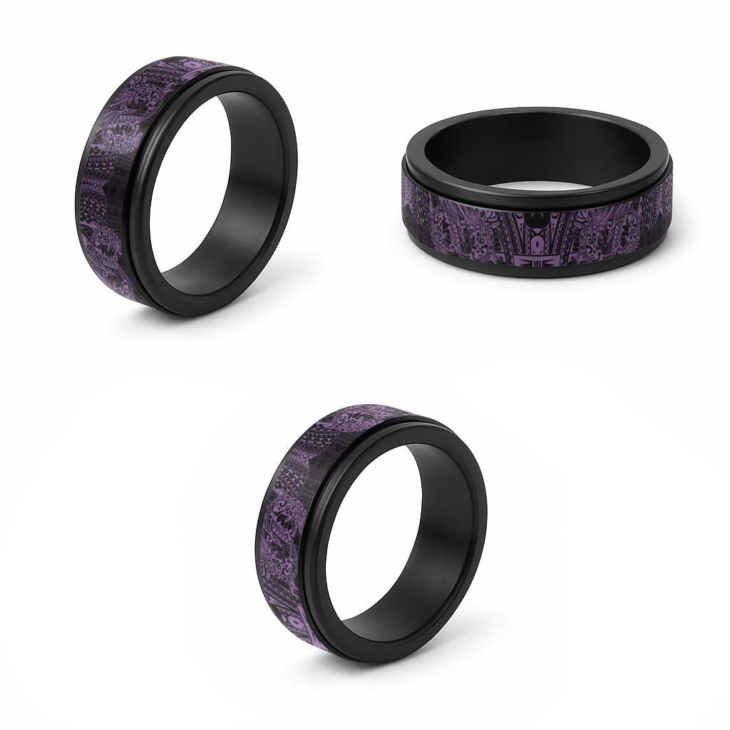 Purple Couple Dolphins Maori Polynesian Style Spinner Ring - Polynesian Pride