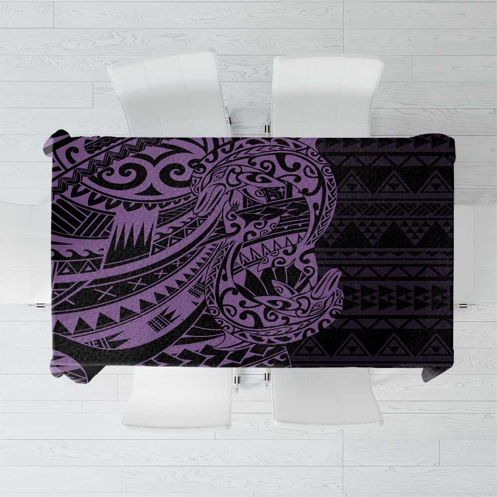 Purple Couple Dolphins Maori Polynesian Style Tablecloth