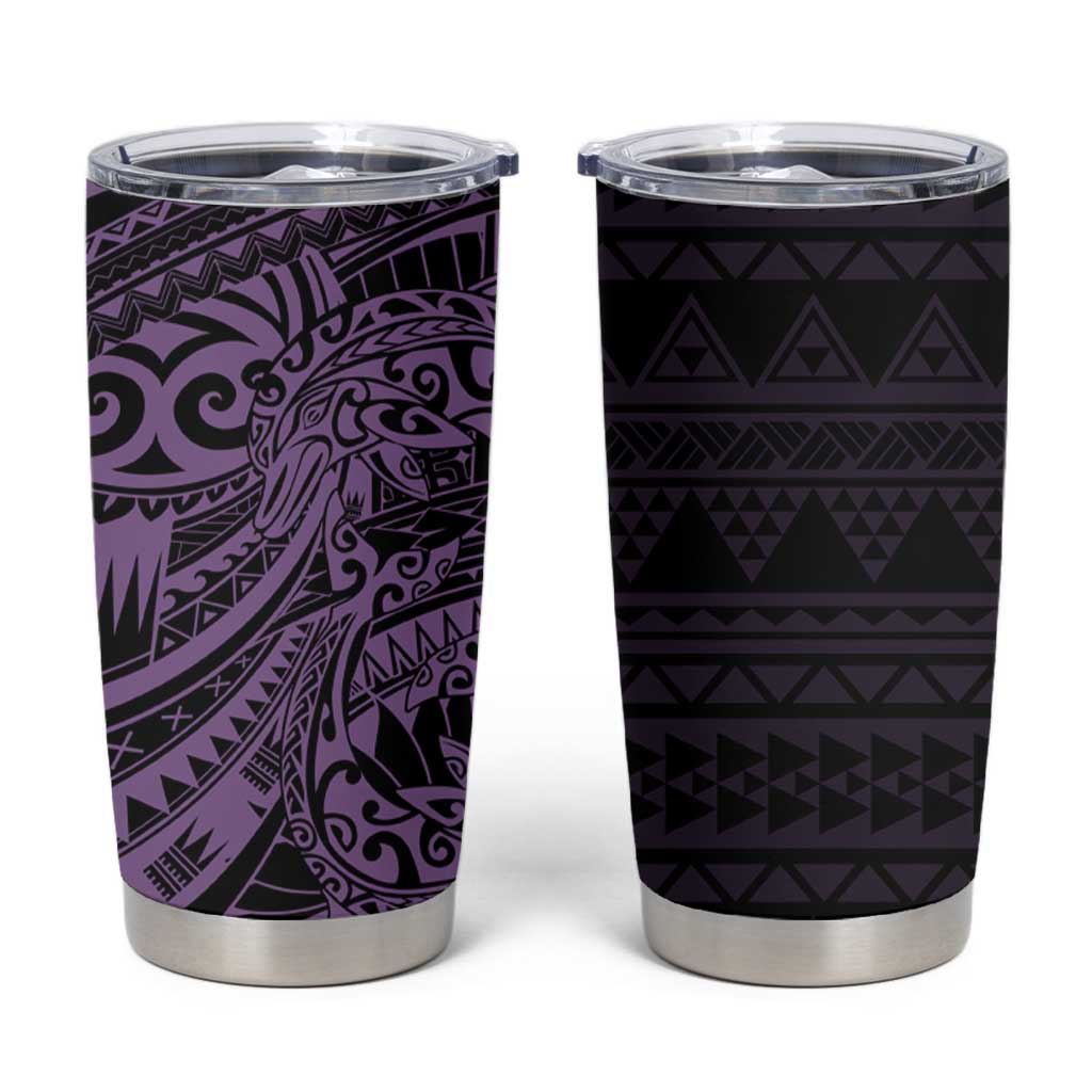 Purple Couple Dolphins Maori Polynesian Style Tumbler Cup