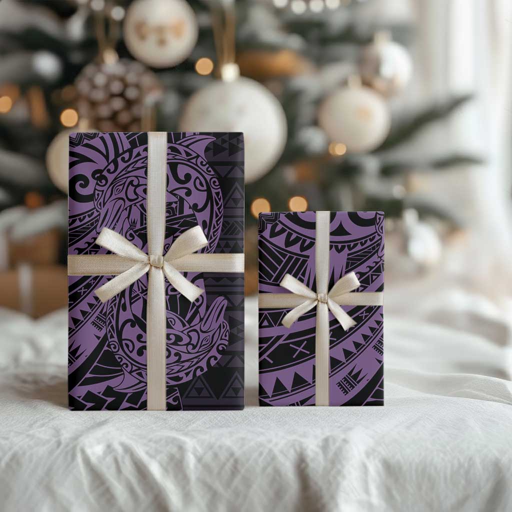 Purple Couple Dolphins Maori Polynesian Style Wrapping Paper - Polynesian Pride