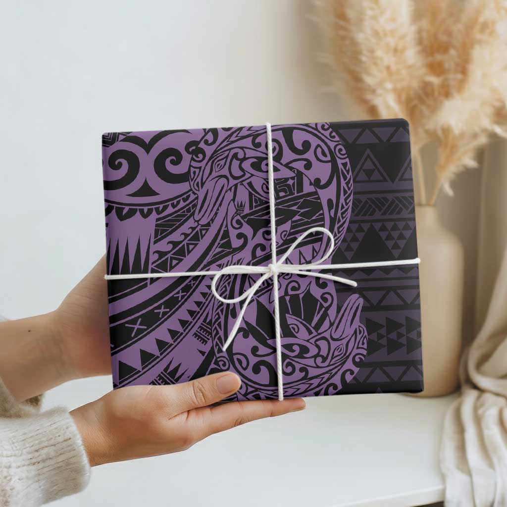 Purple Couple Dolphins Maori Polynesian Style Wrapping Paper - Polynesian Pride
