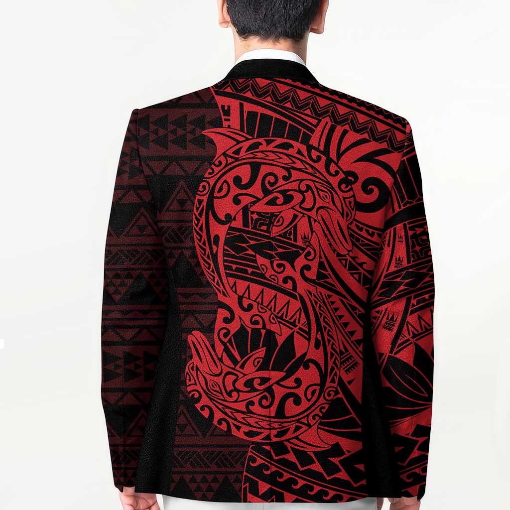 Red Couple Dolphins Maori Polynesian Style Blazer - Polynesian Pride