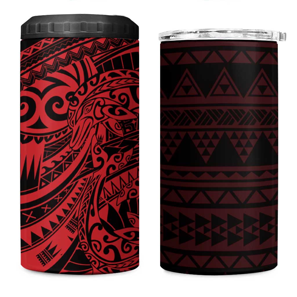 Red Couple Dolphins Maori Polynesian Style 4 in 1 Can Cooler Tumbler