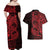 Red Couple Dolphins Maori Polynesian Style Couples Matching Off Shoulder Maxi Dress and Hawaiian Shirt