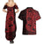 Red Couple Dolphins Maori Polynesian Style Couples Matching Summer Maxi Dress and Hawaiian Shirt