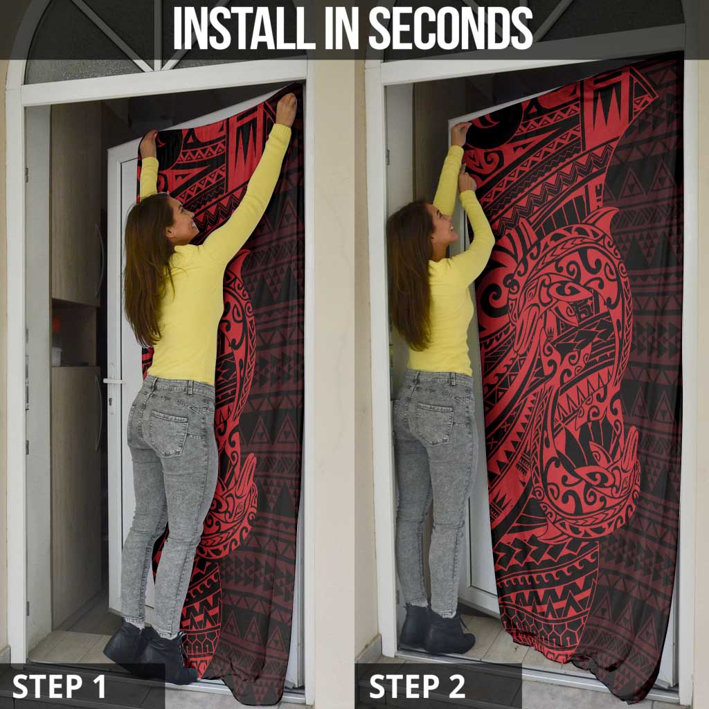 Red Couple Dolphins Maori Polynesian Style Door Cover - Polynesian Pride
