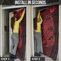 Red Couple Dolphins Maori Polynesian Style Door Cover - Polynesian Pride