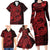 Red Couple Dolphins Maori Polynesian Style Family Matching Long Sleeve Bodycon Dress and Hawaiian Shirt