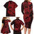 Red Couple Dolphins Maori Polynesian Style Family Matching Long Sleeve Bodycon Dress and Hawaiian Shirt