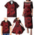 Red Couple Dolphins Maori Polynesian Style Family Matching Puletasi and Hawaiian Shirt