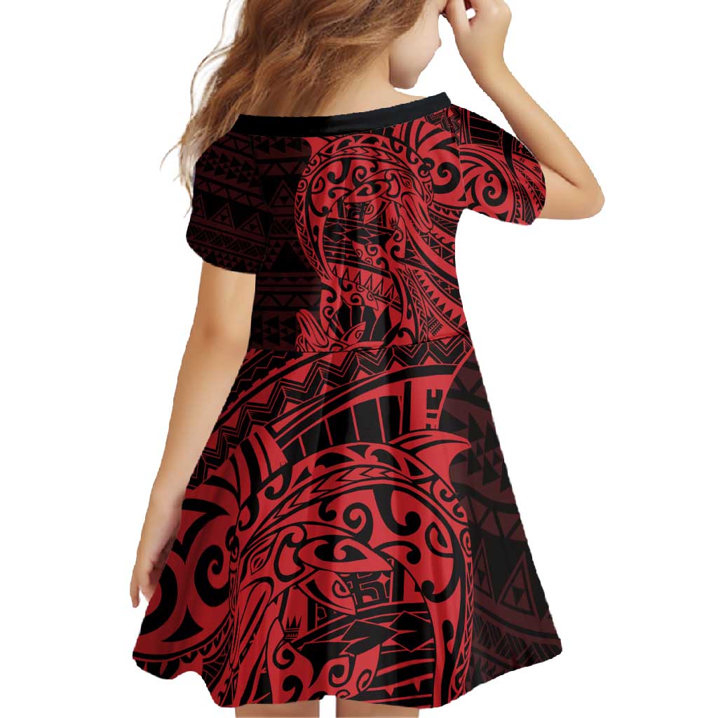 Red Couple Dolphins Maori Polynesian Style Family Matching Tank Maxi Dress and Hawaiian Shirt LT9 - Polynesian Pride