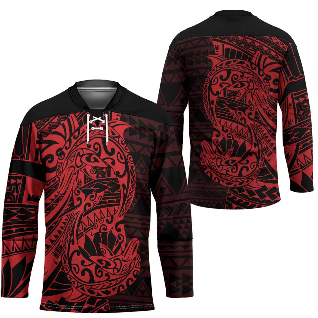 Red Couple Dolphins Maori Polynesian Style Hockey Jersey - Polynesian Pride