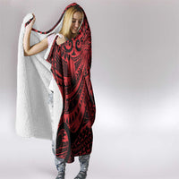 Red Couple Dolphins Maori Polynesian Style Hooded Blanket