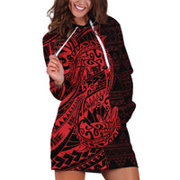 Red Couple Dolphins Maori Polynesian Style Hoodie Dress LT9 Red - Polynesian Pride