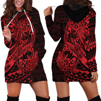 Red Couple Dolphins Maori Polynesian Style Hoodie Dress LT9 - Polynesian Pride