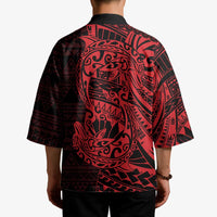 Red Couple Dolphins Maori Polynesian Style Kimono - Polynesian Pride