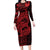 Red Couple Dolphins Maori Polynesian Style Long Sleeve Bodycon Dress