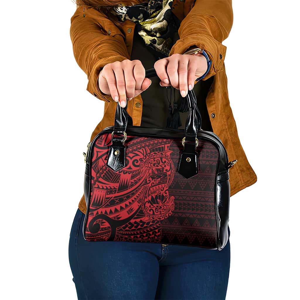 Red Couple Dolphins Maori Polynesian Style Shoulder Handbag