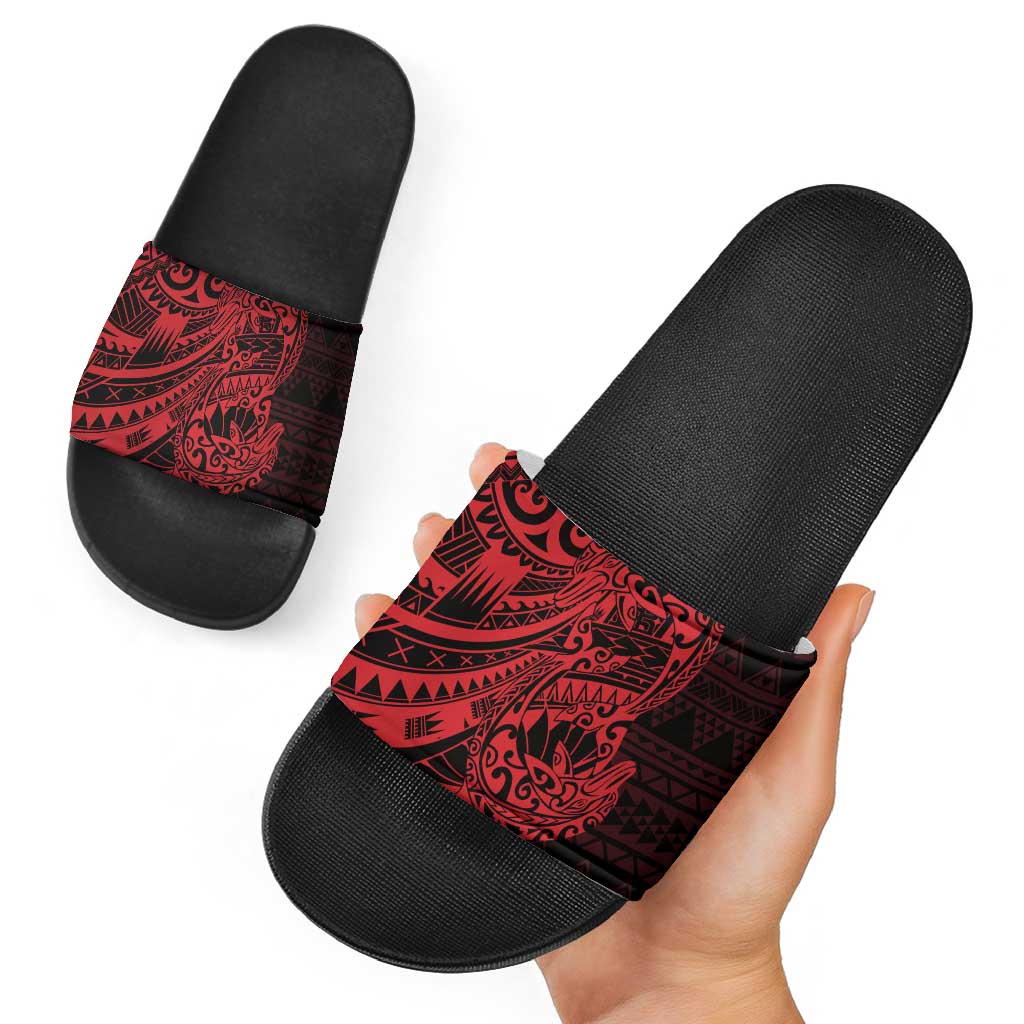 Red Couple Dolphins Maori Polynesian Style Slide Sandals - Polynesian Pride