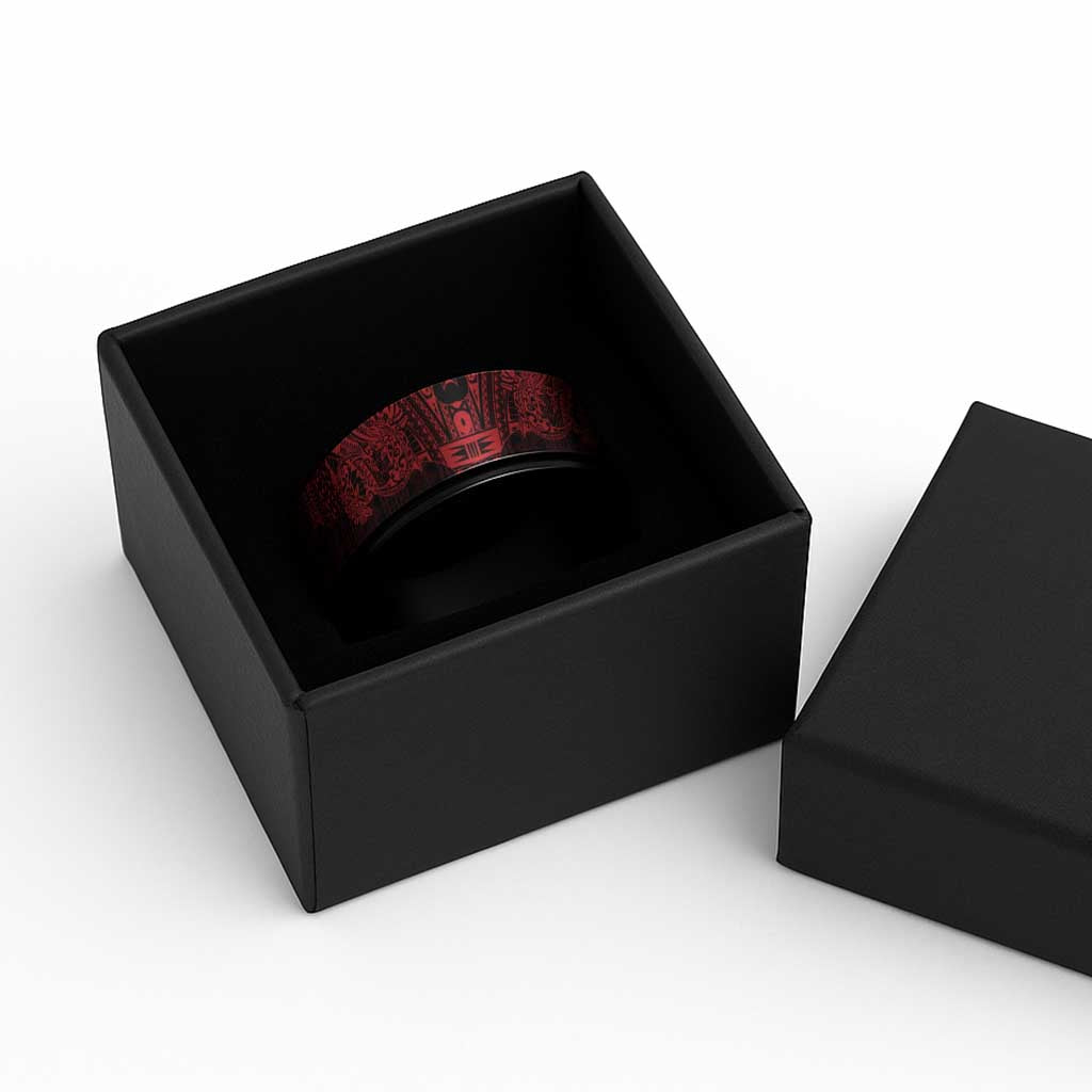 Red Couple Dolphins Maori Polynesian Style Spinner Ring - Polynesian Pride