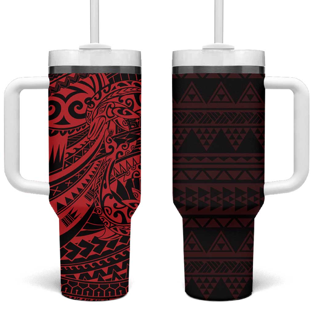 Red Couple Dolphins Maori Polynesian Style Tumbler With Handle