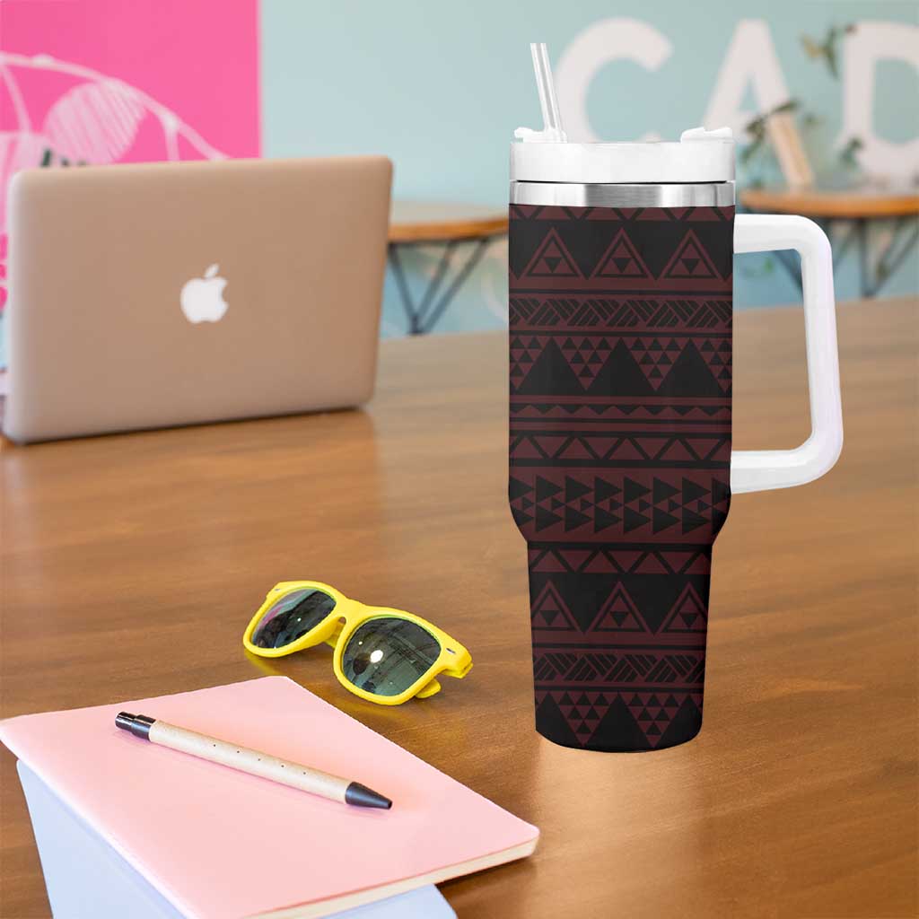 Red Couple Dolphins Maori Polynesian Style Tumbler With Handle