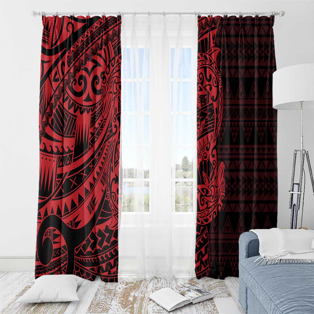 Red Couple Dolphins Maori Polynesian Style Window Curtain