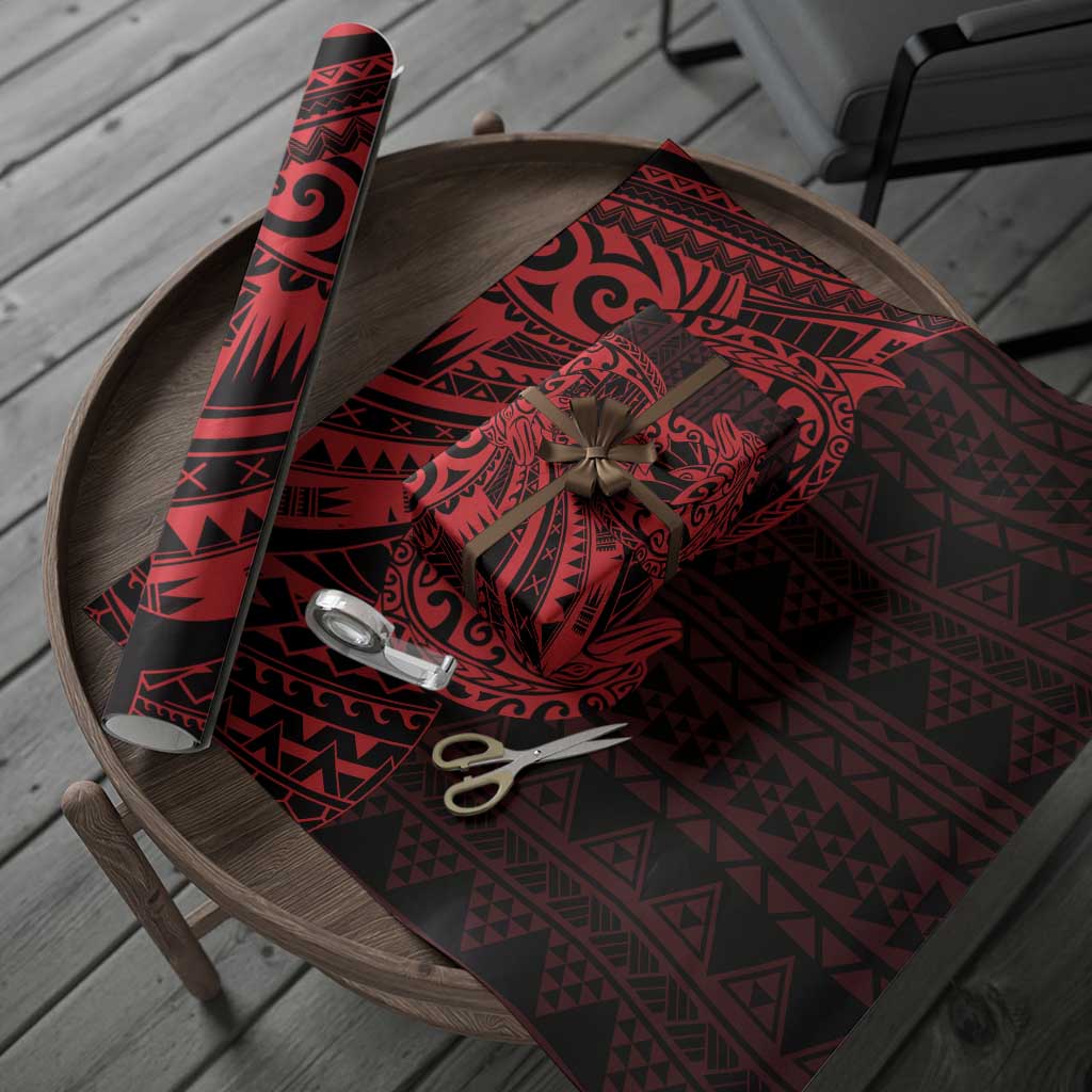 Red Couple Dolphins Maori Polynesian Style Wrapping Paper - Polynesian Pride