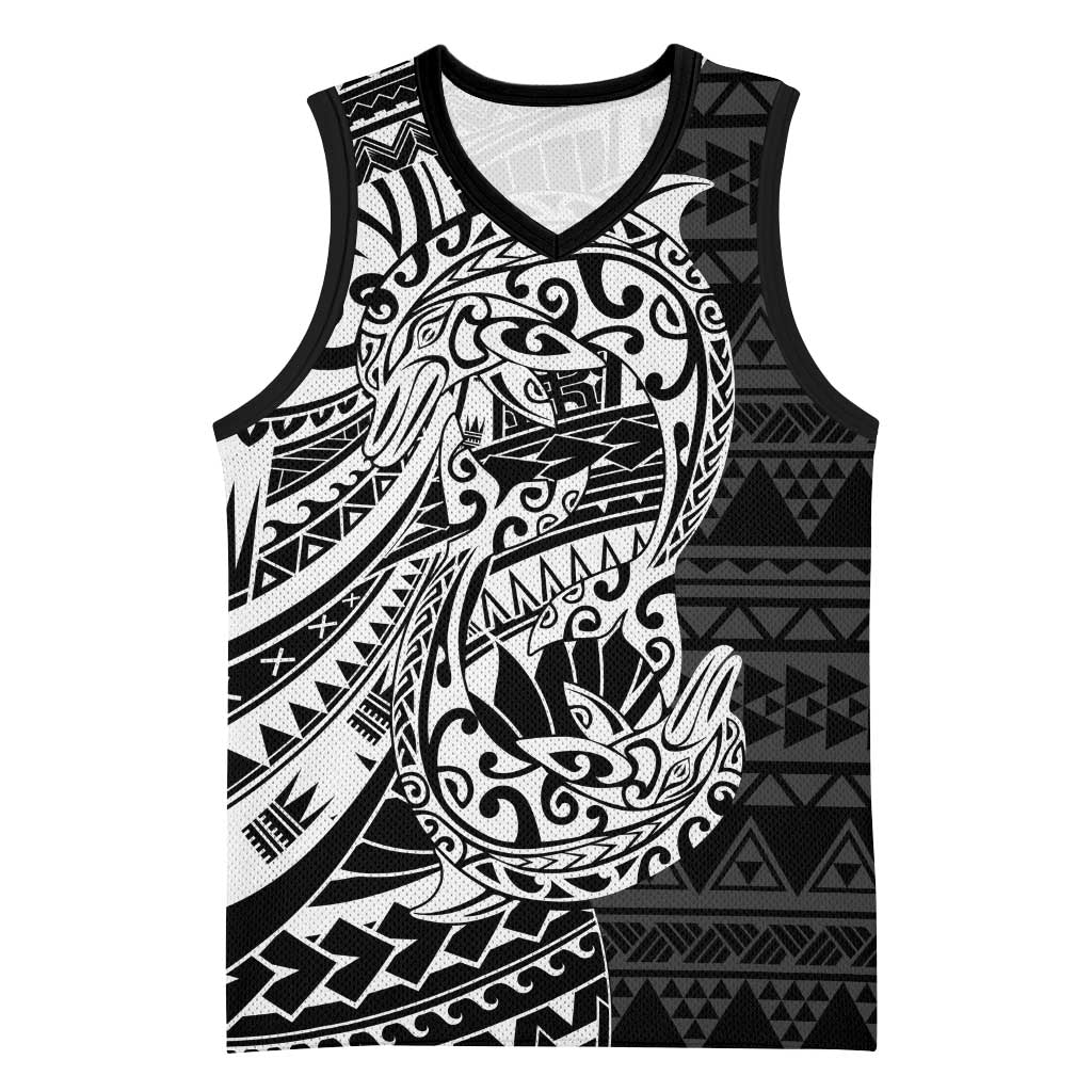 White Couple Dolphins Maori Polynesian Style Basketball Jersey - Polynesian Pride