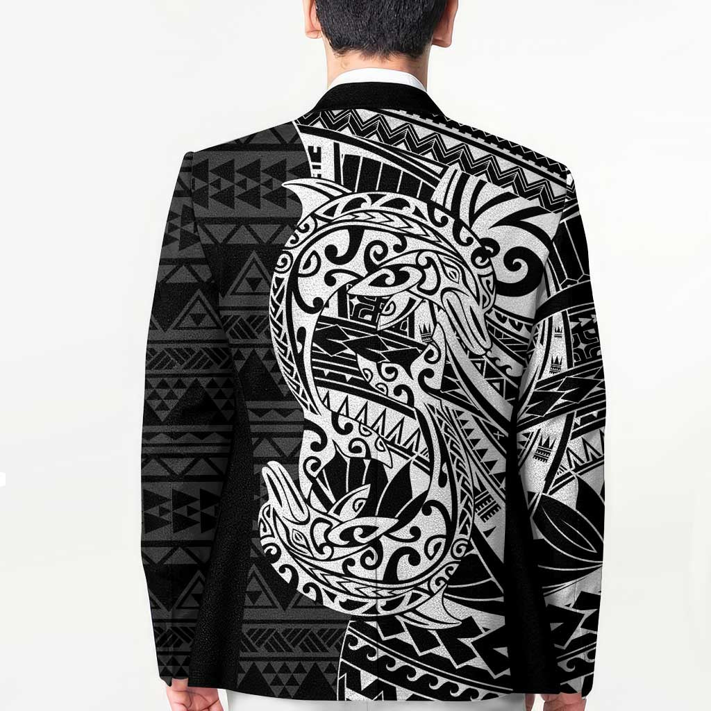 White Couple Dolphins Maori Polynesian Style Blazer - Polynesian Pride