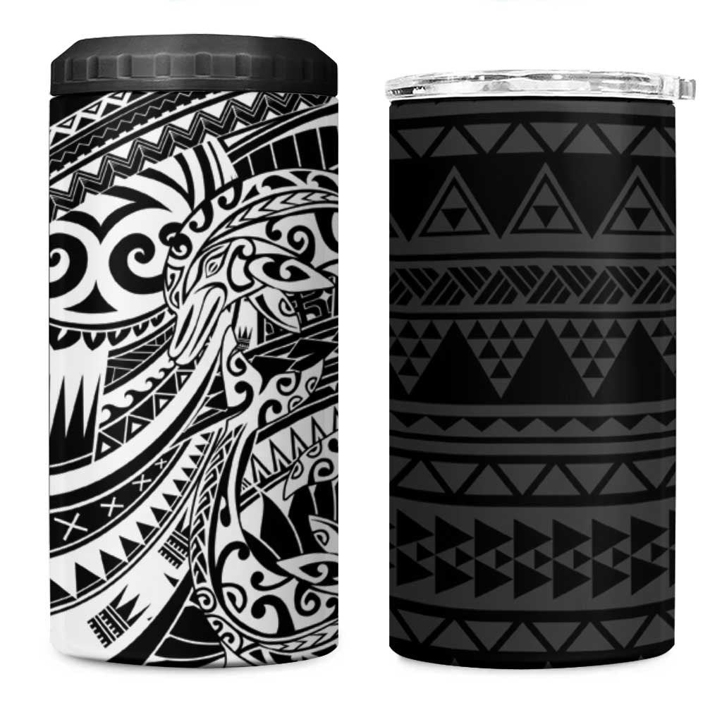 White Couple Dolphins Maori Polynesian Style 4 in 1 Can Cooler Tumbler