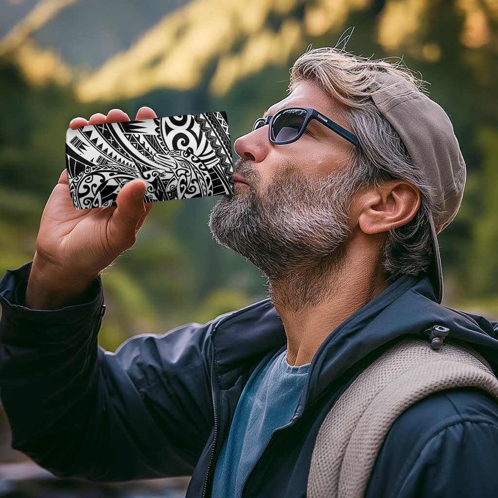 White Couple Dolphins Maori Polynesian Style 4 in 1 Can Cooler Tumbler