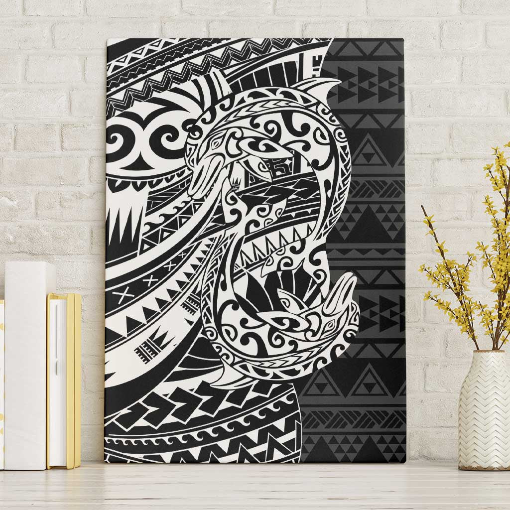 White Couple Dolphins Maori Polynesian Style Canvas Wall Art