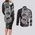 White Couple Dolphins Maori Polynesian Style Couples Matching Long Sleeve Bodycon Dress and Long Sleeve Button Shirt