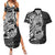 White Couple Dolphins Maori Polynesian Style Couples Matching Summer Maxi Dress and Hawaiian Shirt