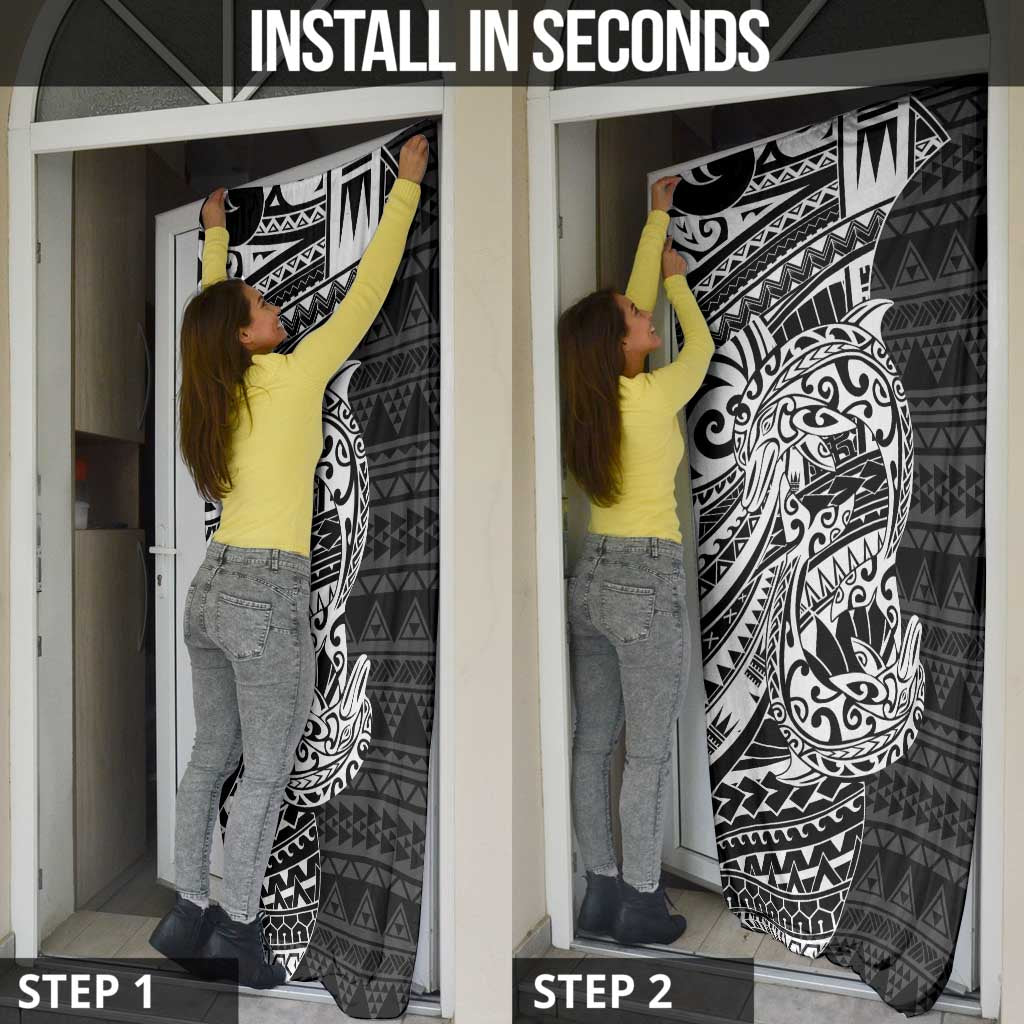 White Couple Dolphins Maori Polynesian Style Door Cover - Polynesian Pride