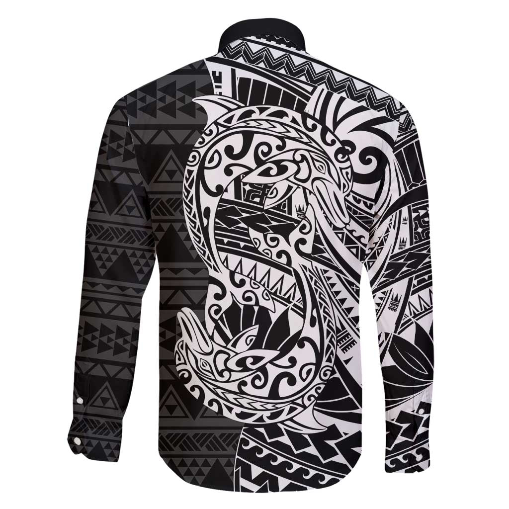 White Couple Dolphins Maori Polynesian Style Family Matching Summer Maxi Dress and Hawaiian Shirt