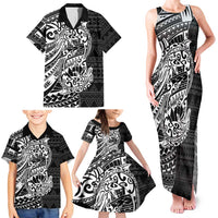 White Couple Dolphins Maori Polynesian Style Family Matching Tank Maxi Dress and Hawaiian Shirt